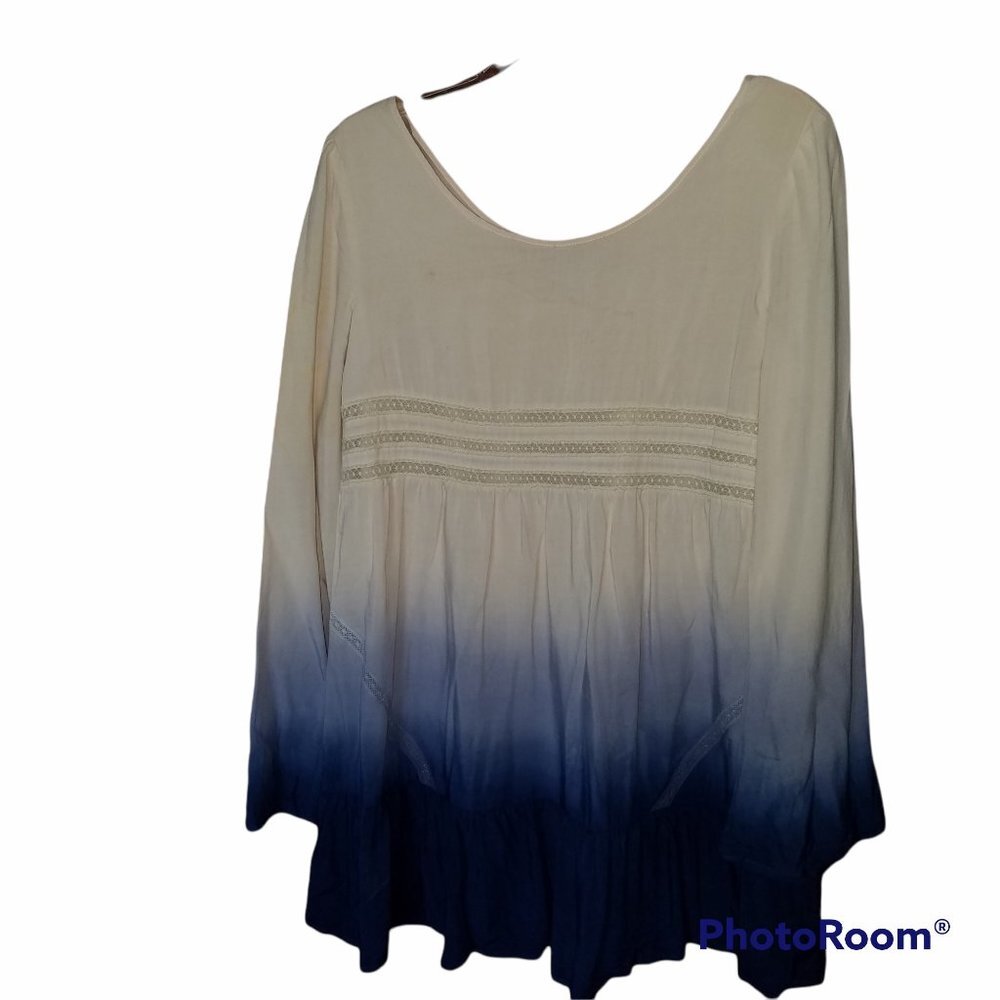 blu pepper lined ombry cottage core tunic